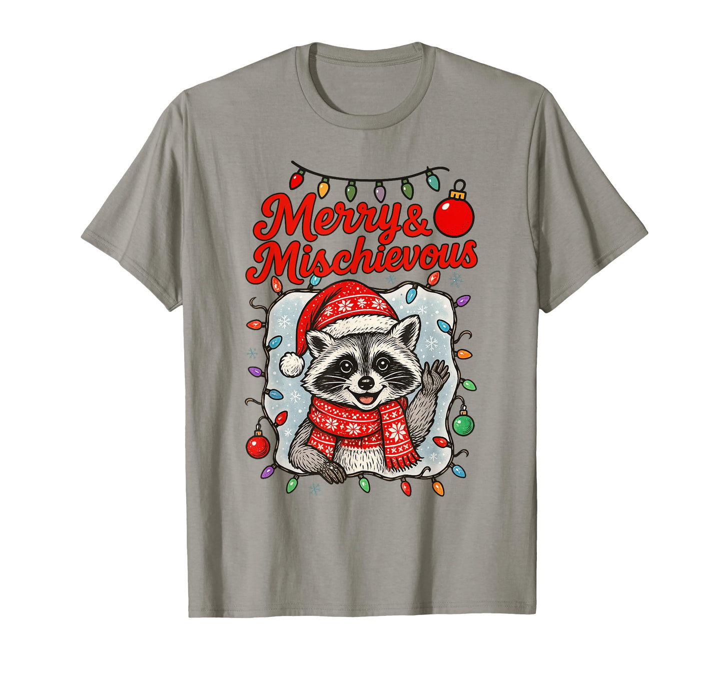 Christmas Xmas Vibes Racoon Lover Feral Merry & Mischievous T-Shirt