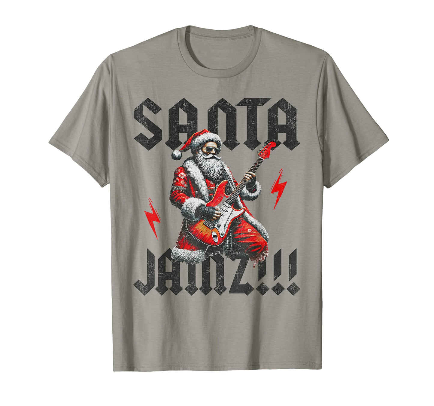 Rock and Roll Christmas Santa Claus Guitar Player Men Women T-Shirt