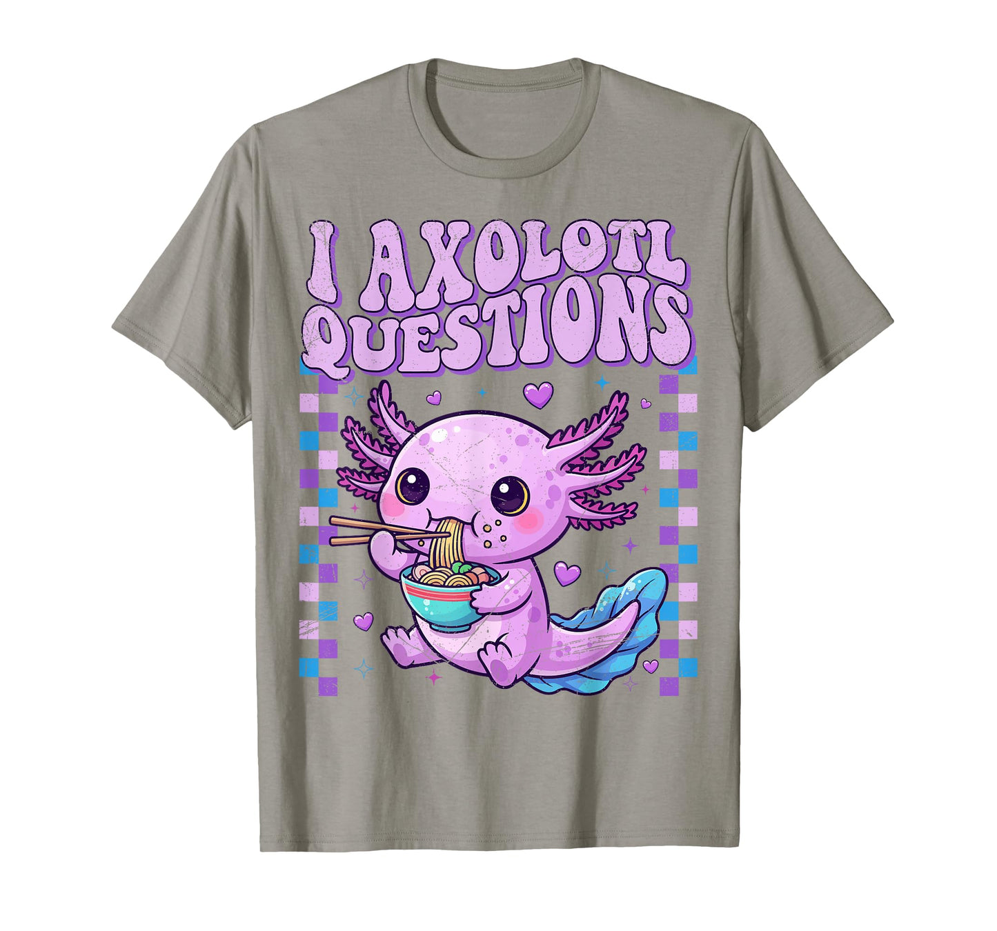 Kids Funny Vintage I Axolotl Questions Purple Graphic T-Shirt