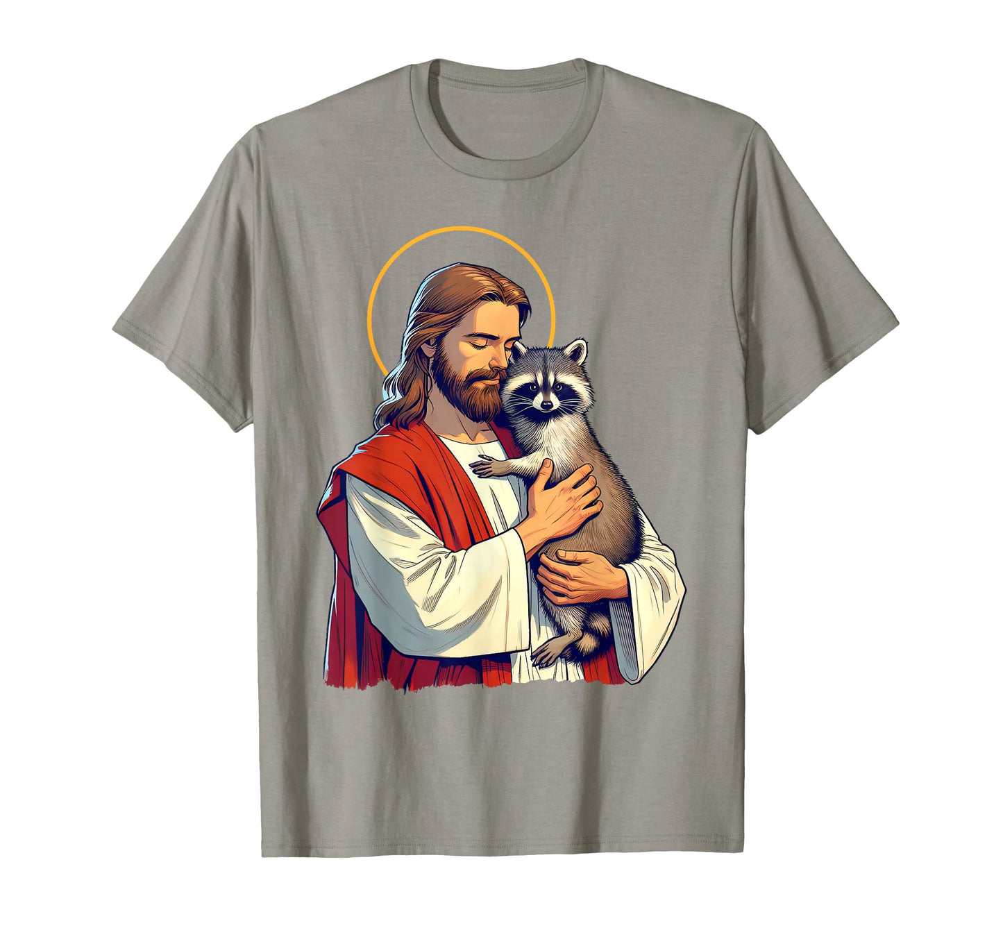 Racoon Lover Trash Eater Christian Jesus Holding A Racoon T-Shirt