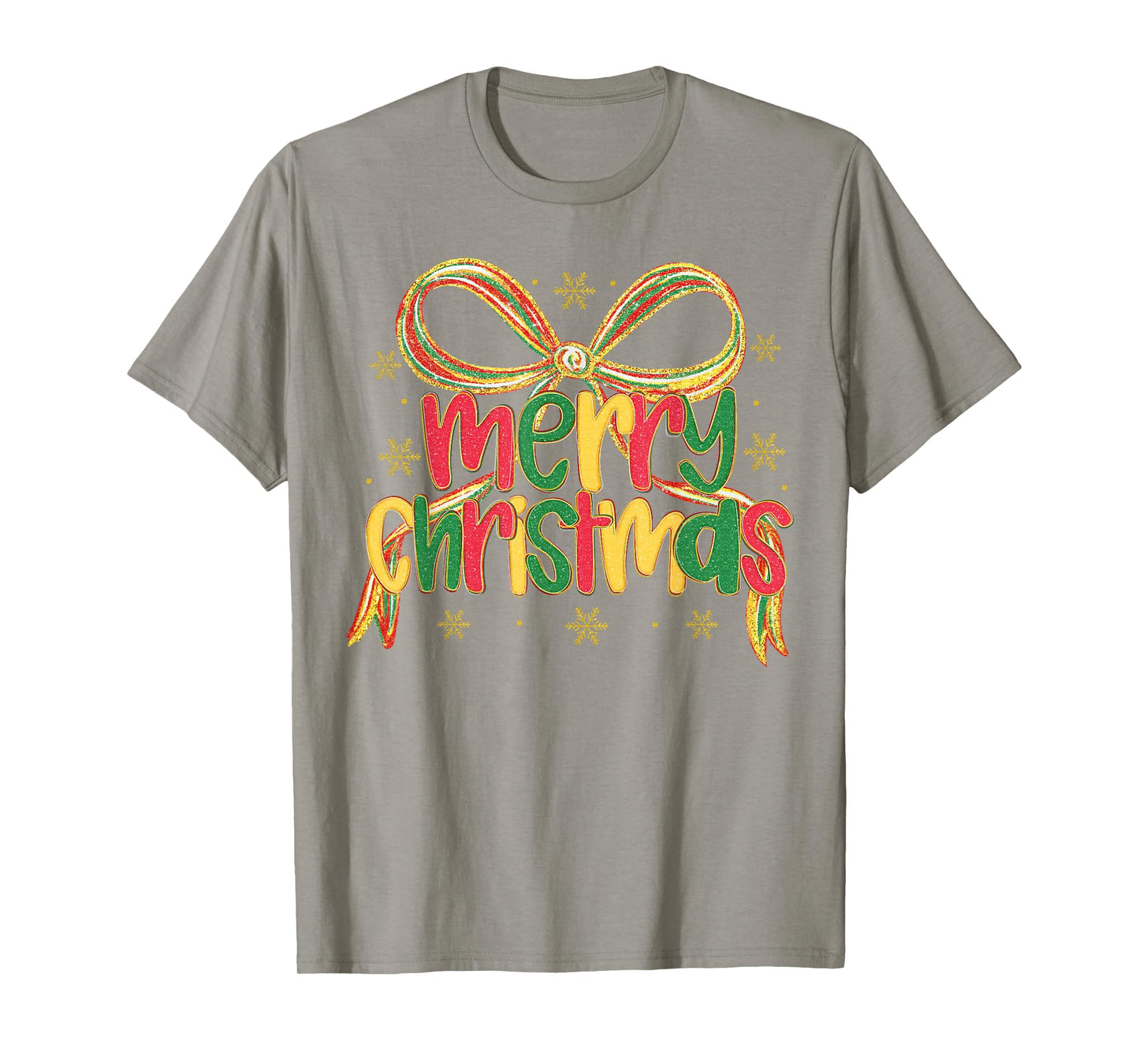 Merry Christmas Bow Coquette Preppy Cute Xmas Women Kids T-Shirt