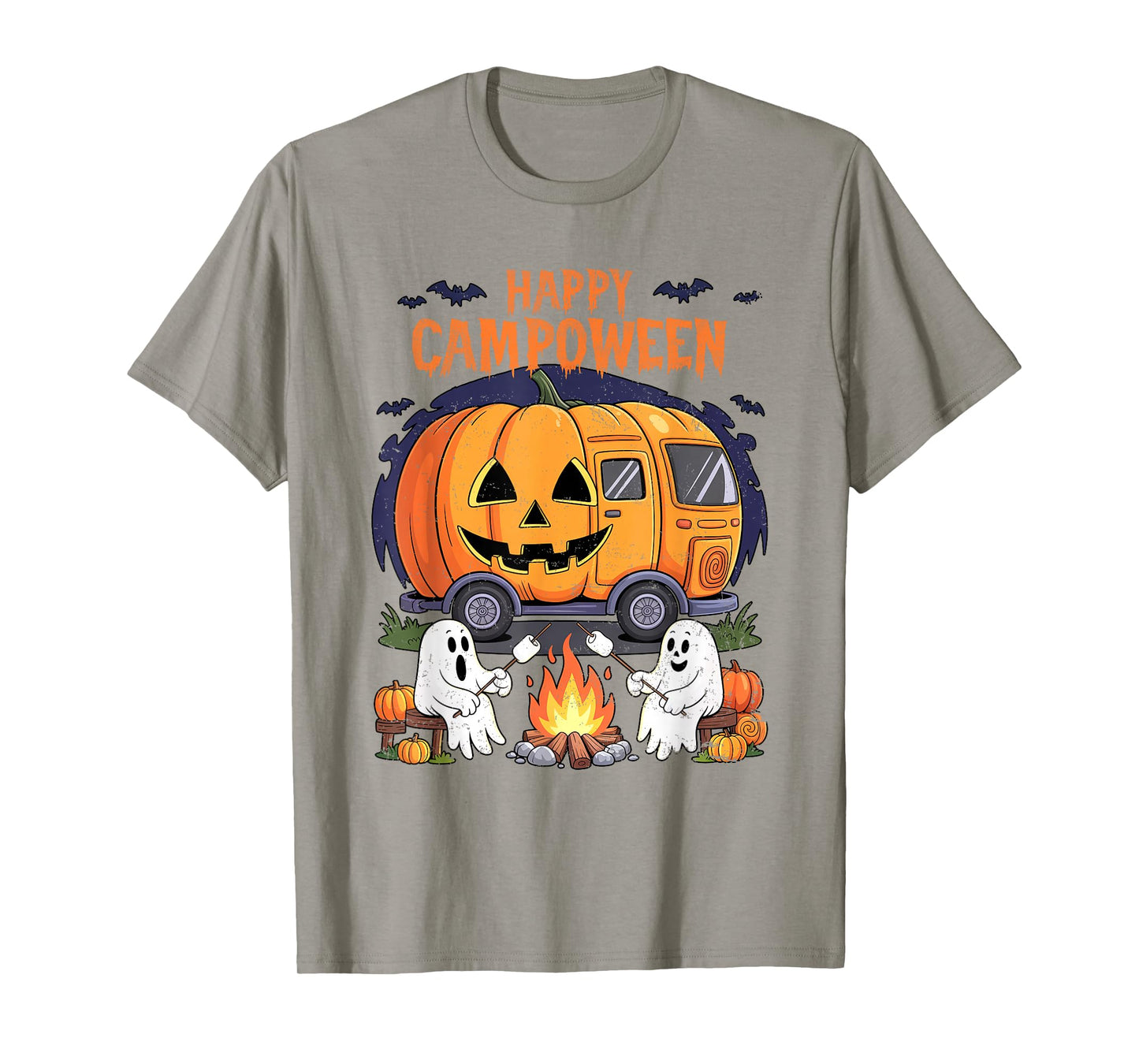 Happy Camp-O-Ween Halloween Camping Ghosts and Campfires T-Shirt