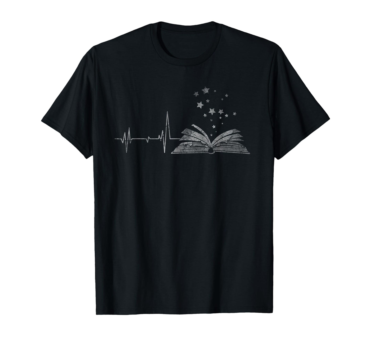Vintage Retro Distressed Heartbeat Book Reader Lover Gift T-Shirt