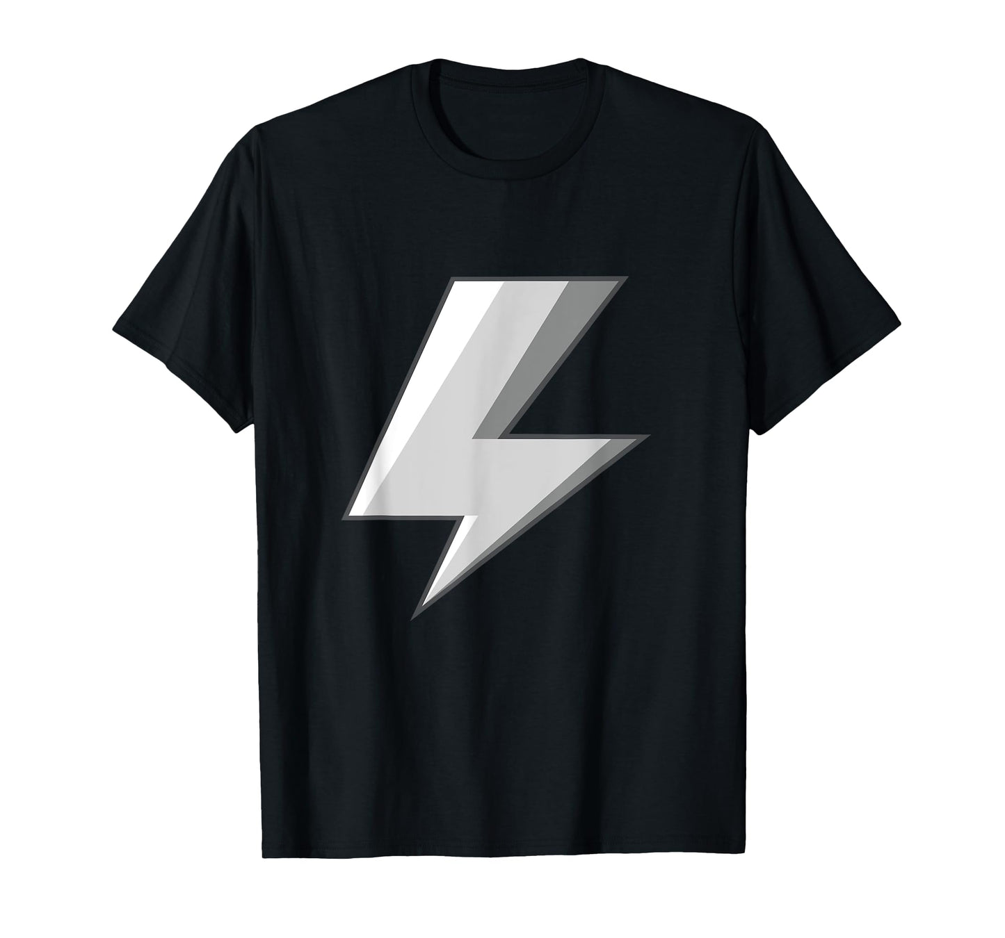 Lightning Bolt White Grey Graphic Tee Easy Halloween Costume T-Shirt