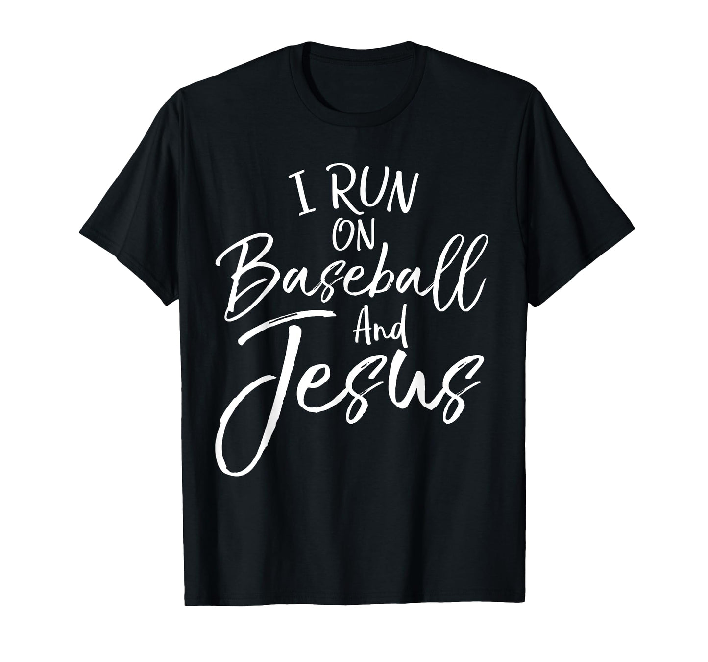 I Run on Baseball and Jesus Shirt Cool Christian Tee for Boy T-Shirt