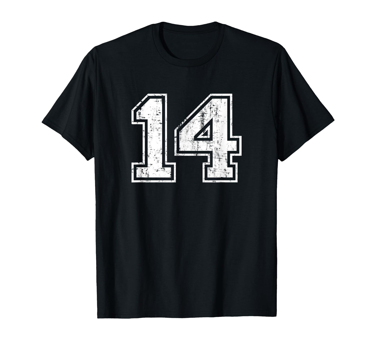 Number 14 Fourteen Distressed Vintage Sports Team Training T-Shirt