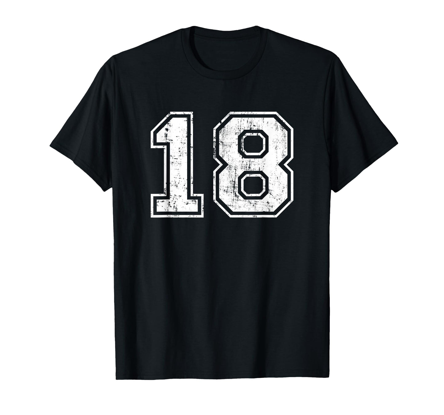 Number 18 Eighteen Distressed Vintage Sports Team Practice T-Shirt