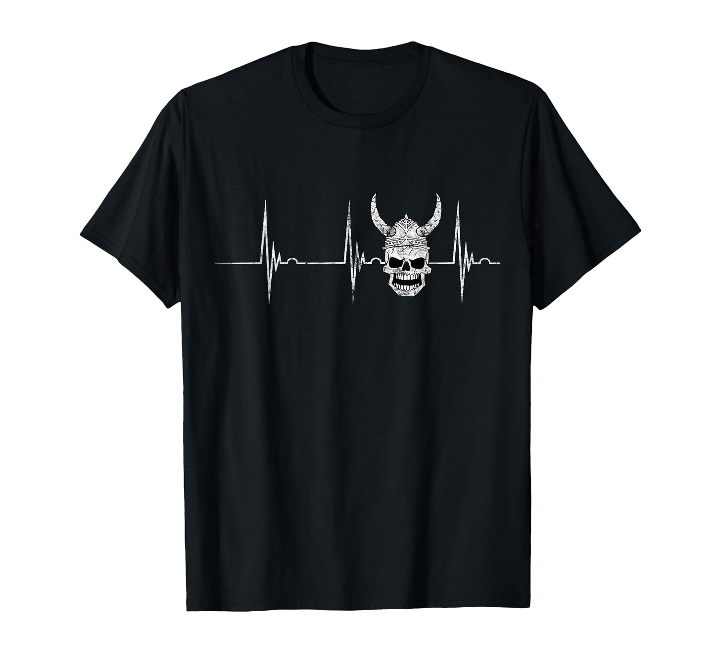 Viking Skull Warrior Heartbeat ECG Pulse Odin Celtic T-Shirt