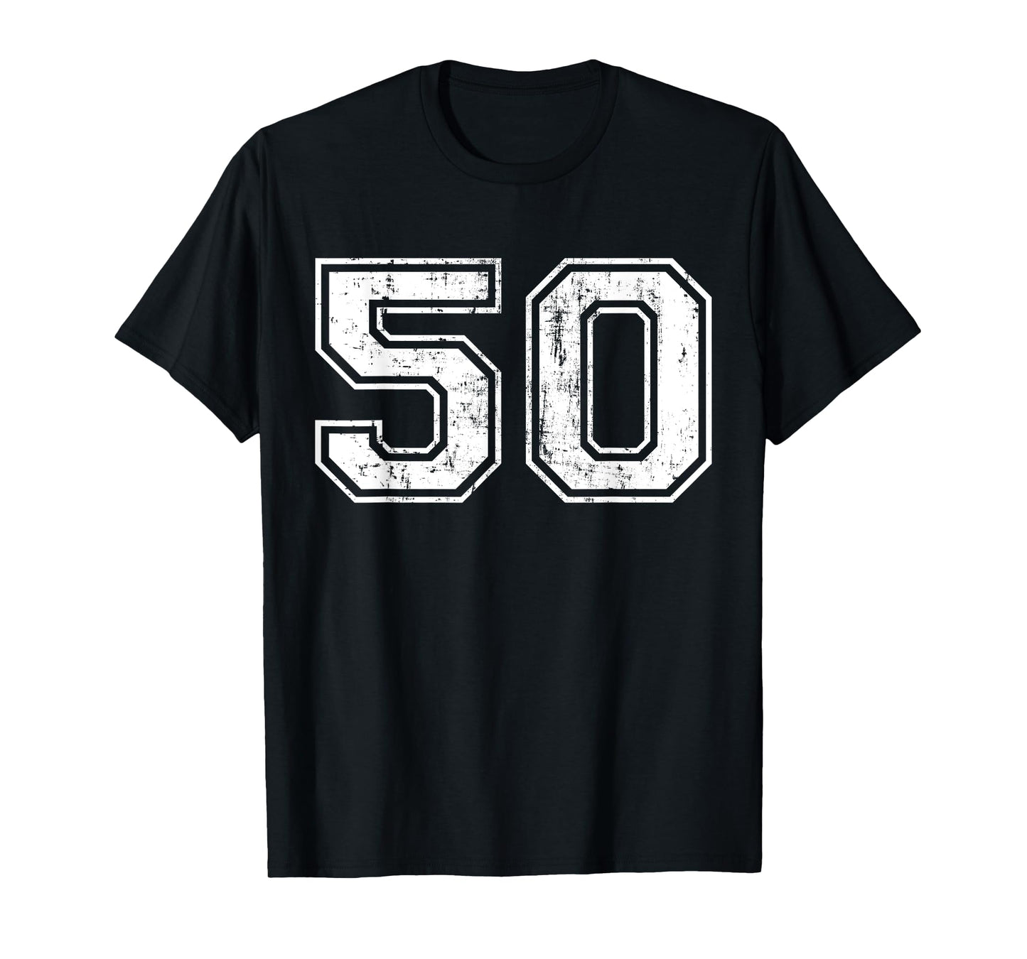 Number 50 Distressed Vintage Fifty Sports Training Practice T-Shirt