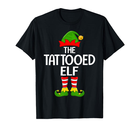 Tattooed Elf Xmas Matching Family Elf Squad Christmas T-Shirt