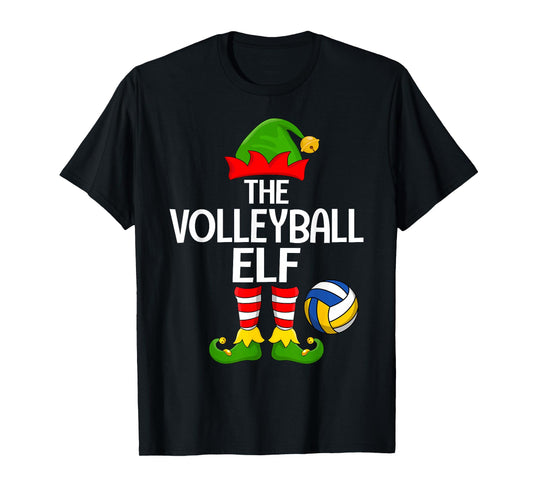 Volleyball Elf Xmas Matching Family Elf Squad Christmas T-Shirt
