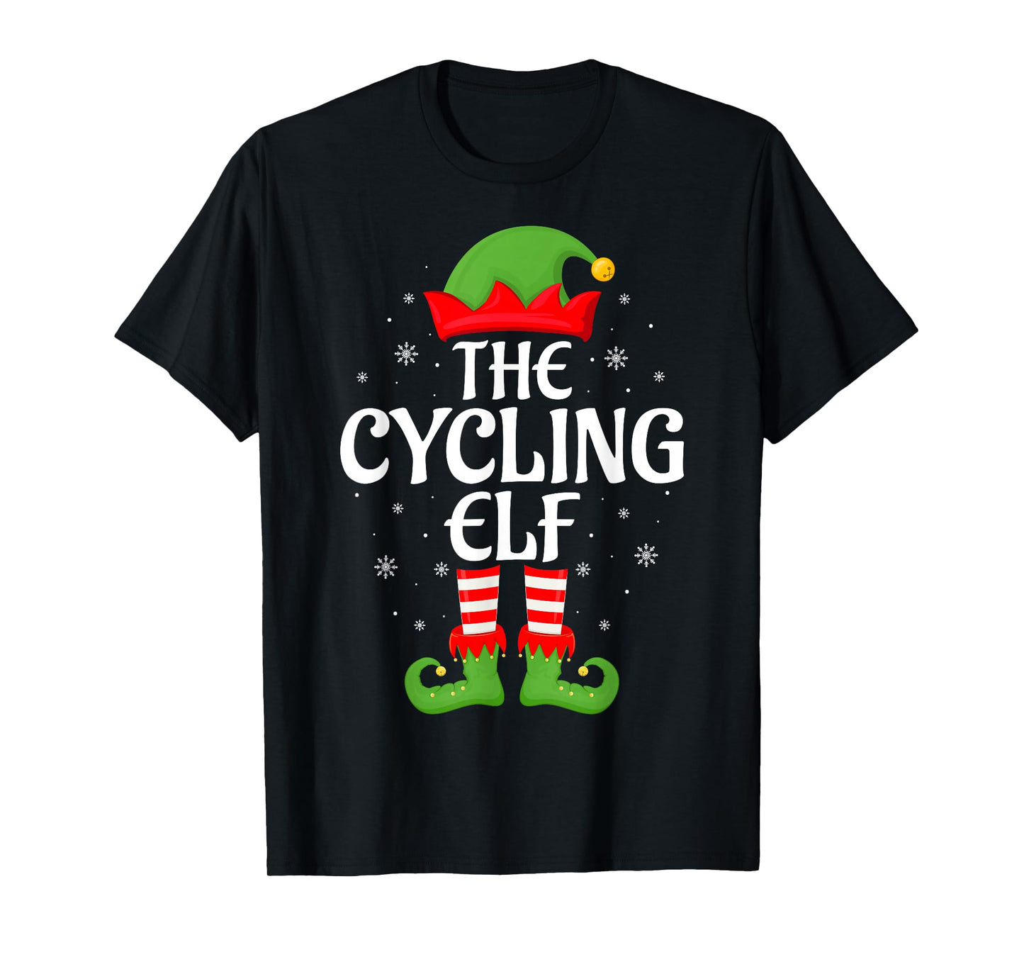 Cycling Elf Xmas Family Matching Elf Squad Christmas T-Shirt