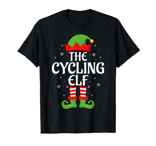 Cycling Elf Xmas Family Matching Elf Squad Christmas T-Shirt