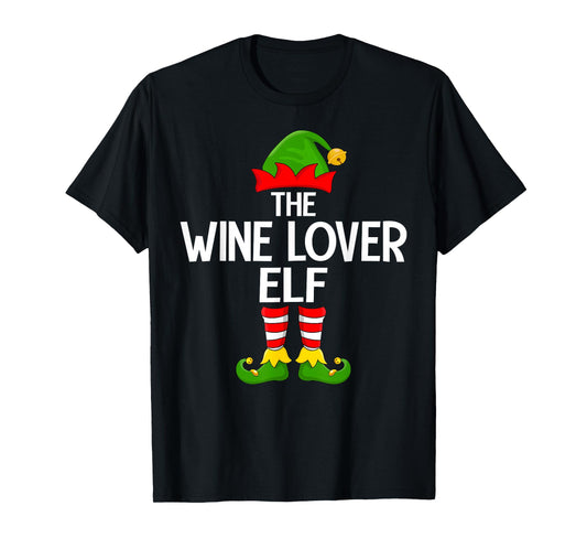 Wine Lover Elf Xmas Matching Family Elf Squad Christmas T-Shirt
