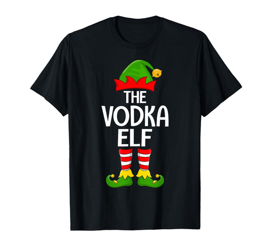 Vodka Elf Xmas Matching Family Elf Squad Christmas T-Shirt