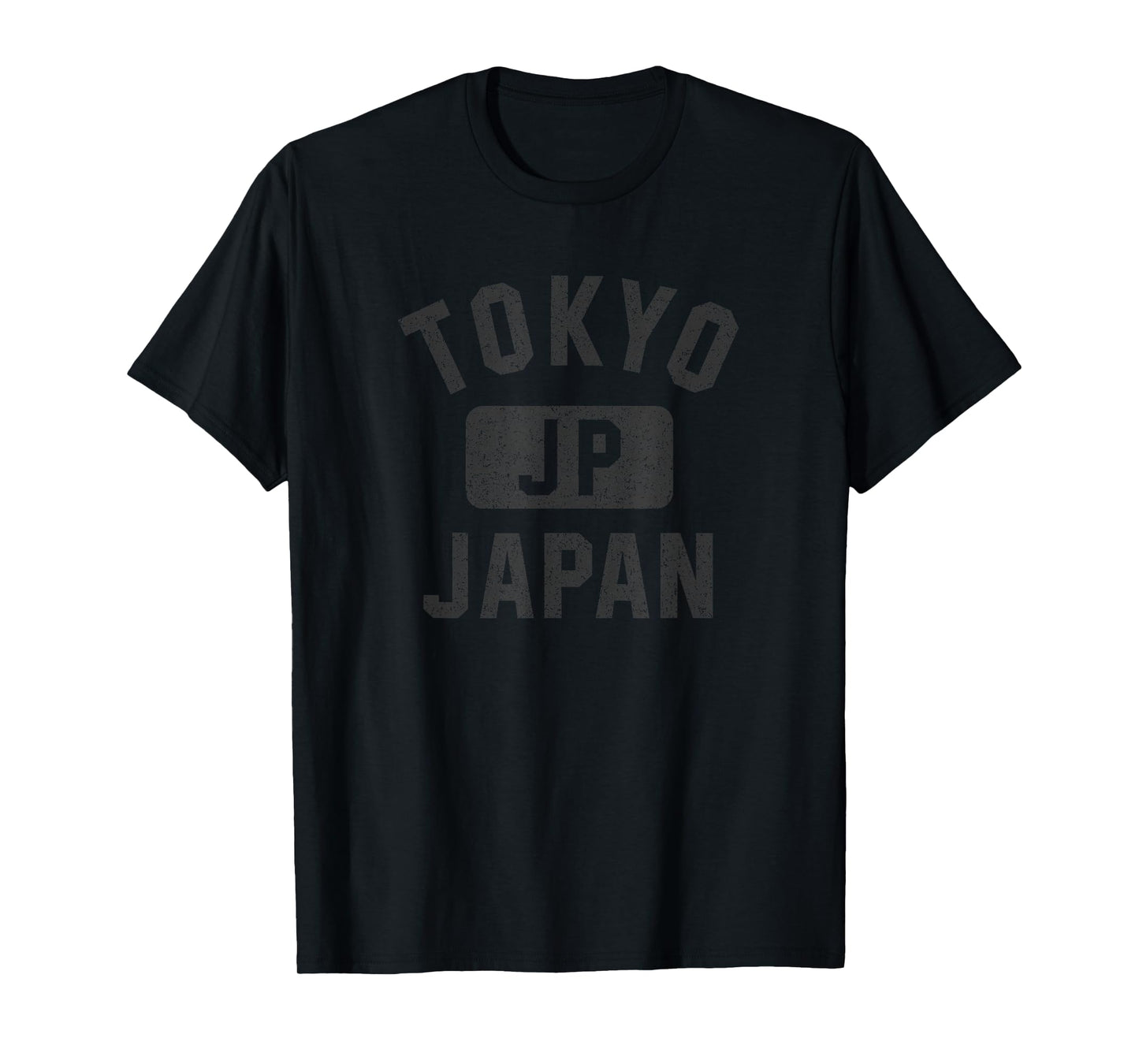 Tokyo Japan Gym Style Distressed Black Print T-Shirt