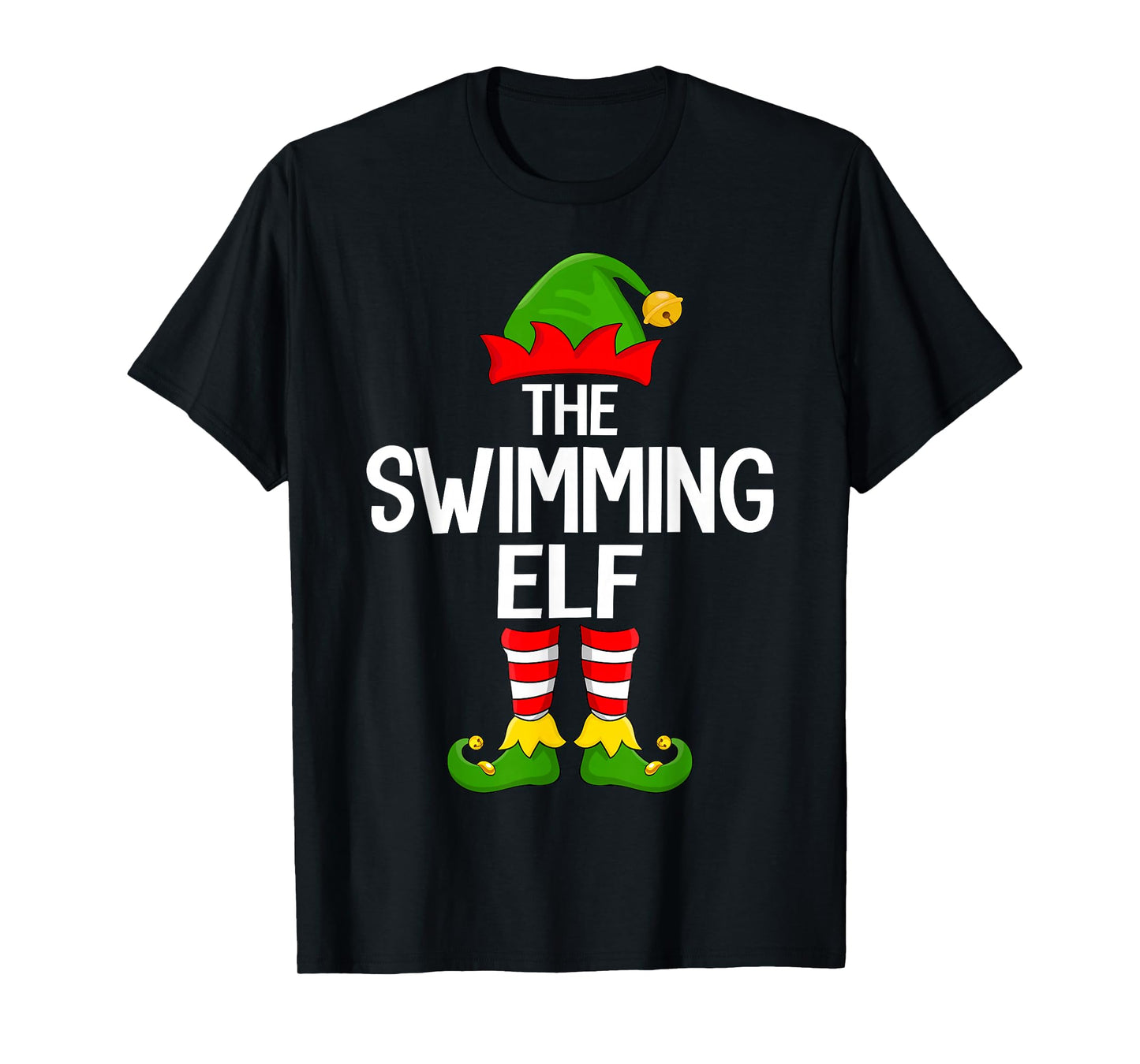 Swimming Elf Xmas Matching Family Elf Squad Christmas T-Shirt
