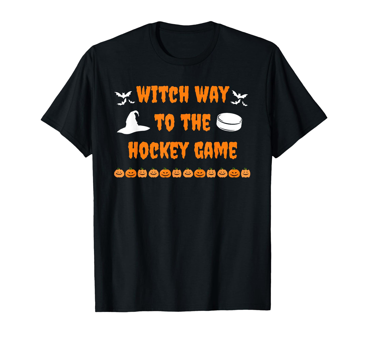 Witch Way to The Hockey Game Spooky Halloween Sports Funny T-Shirt
