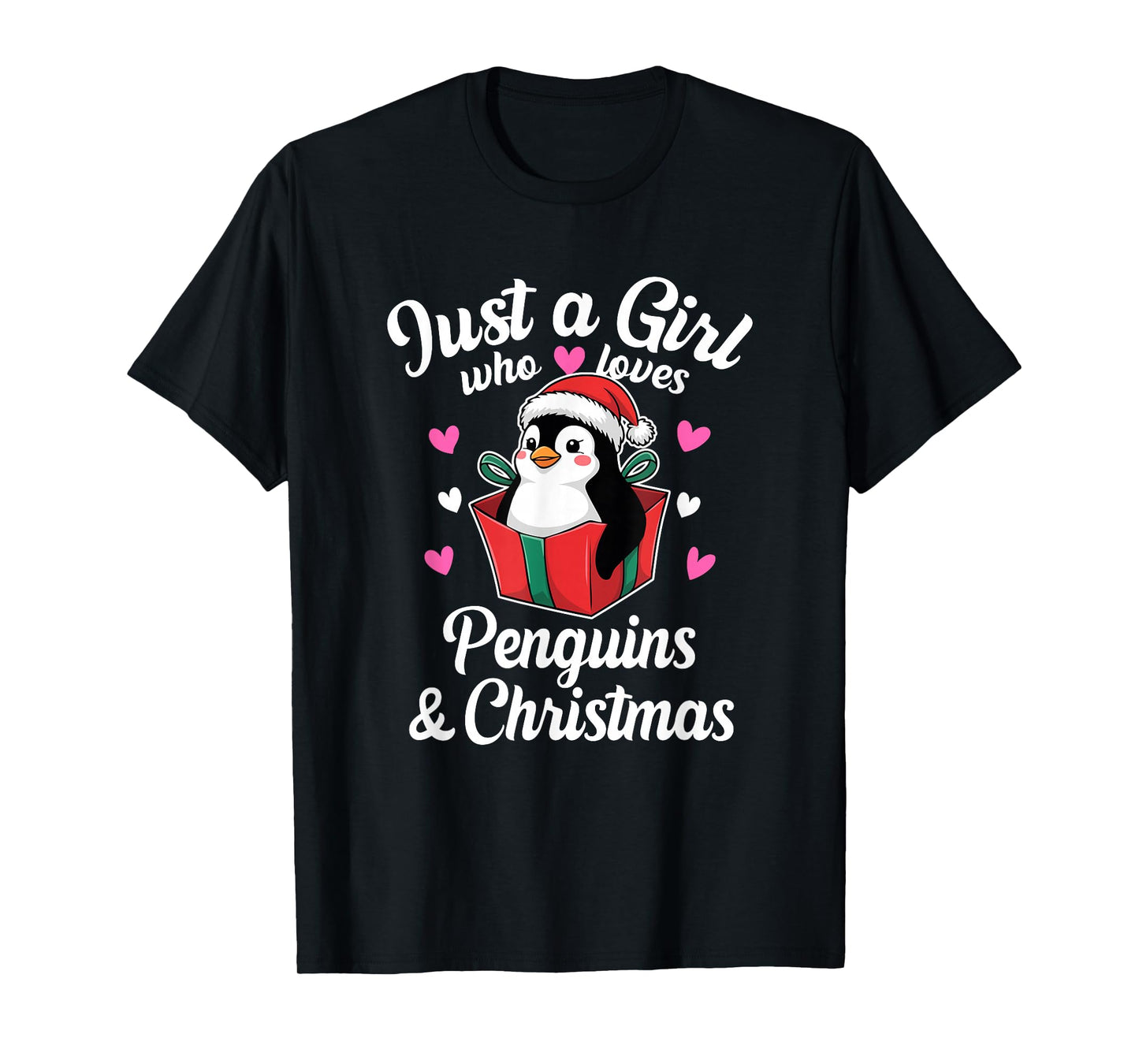 Cute Just a Girl Who Loves Penguins Xmas T-Shirt