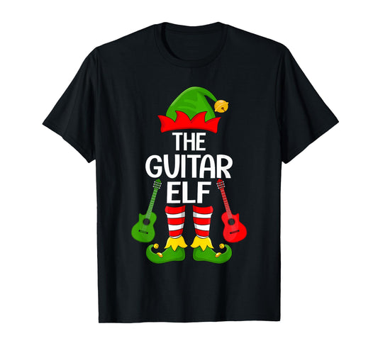 Guitar Elf Xmas Family Matching Elf Squad Christmas T-Shirt