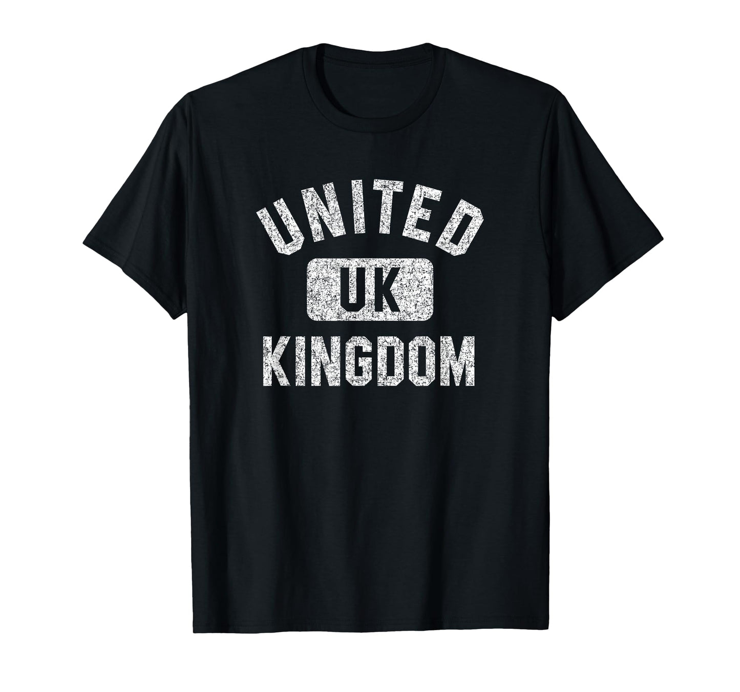 United Kingdom Gym Style Distressed White Print T-Shirt