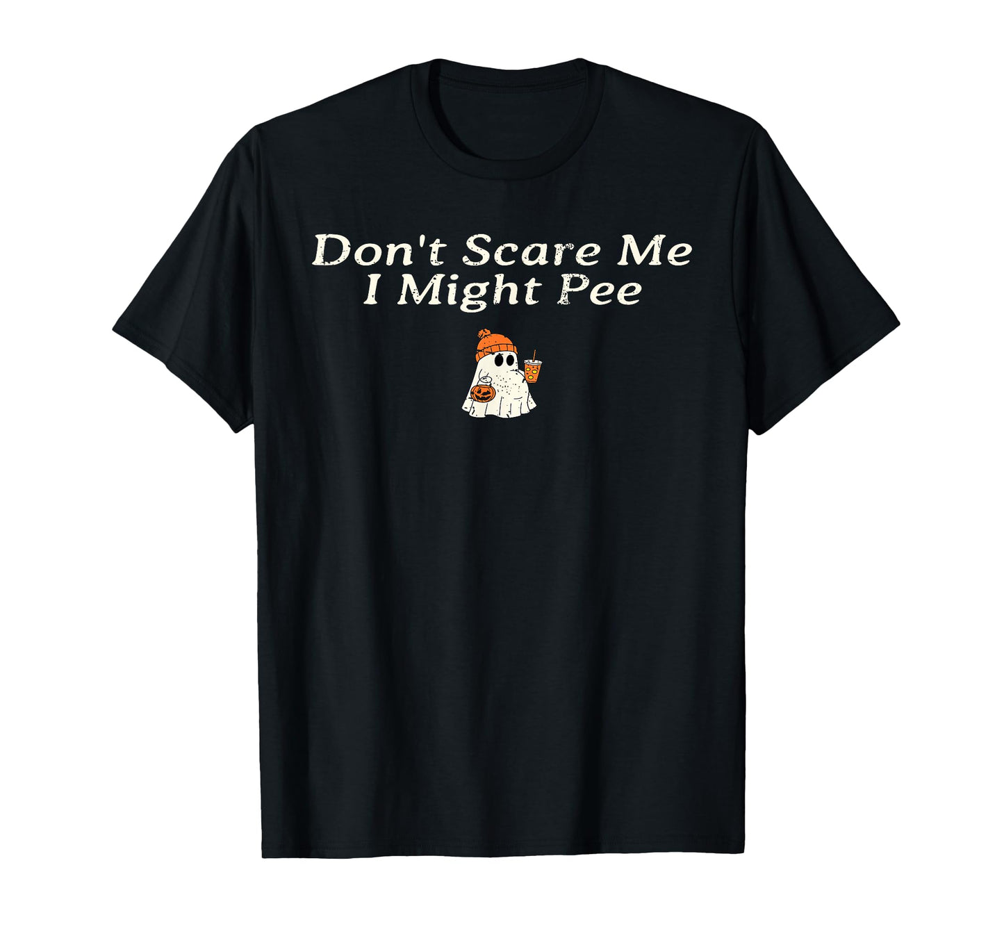 Don't Scare Me I Might Pee Funny Halloween Pregnant Ghost T-Shirt