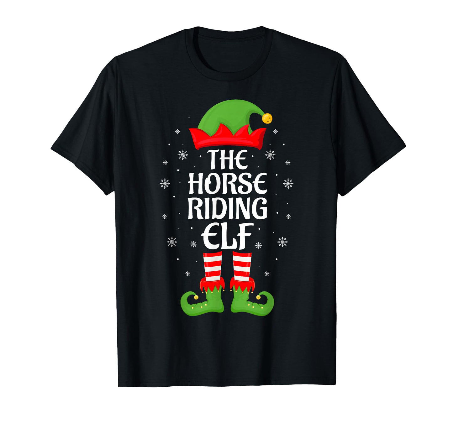 Horse Riding Elf Xmas Family Matching Elf Squad Christmas T-Shirt