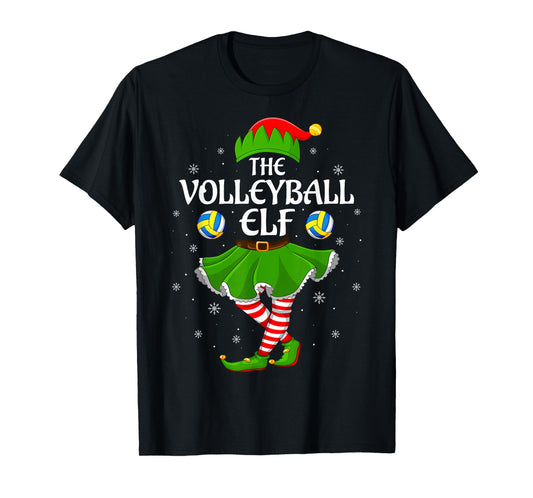Volleyball Elf Christmas Family Girls Women Elf Squad Xmas T-Shirt