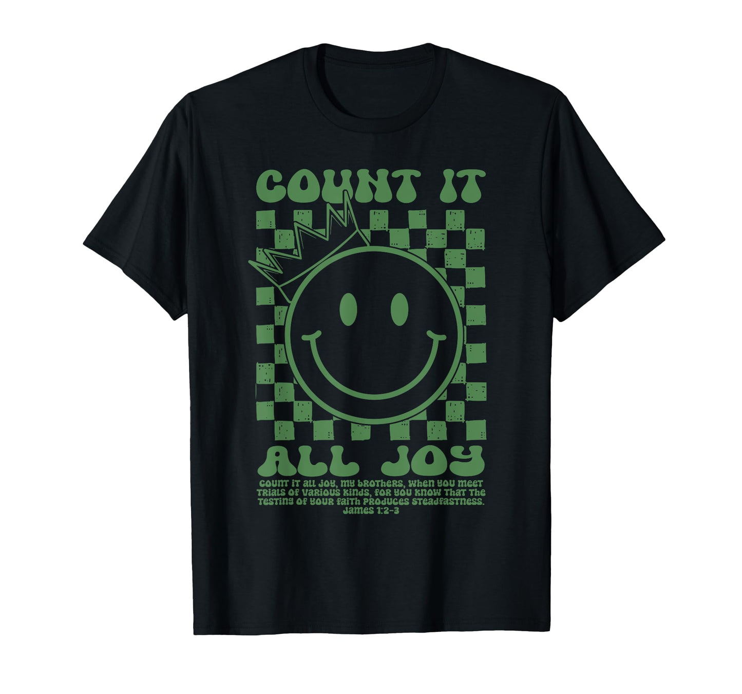 Count It All Joy Christian Bible Verse Groovy Smile Face T-Shirt