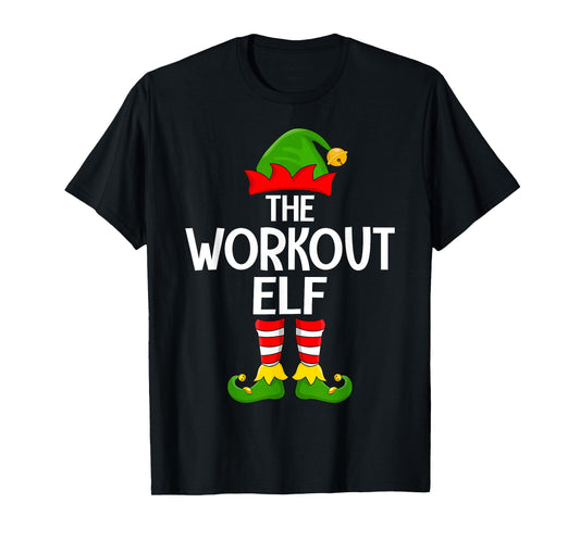 Workout Elf Xmas Matching Family Elf Squad Christmas T-Shirt