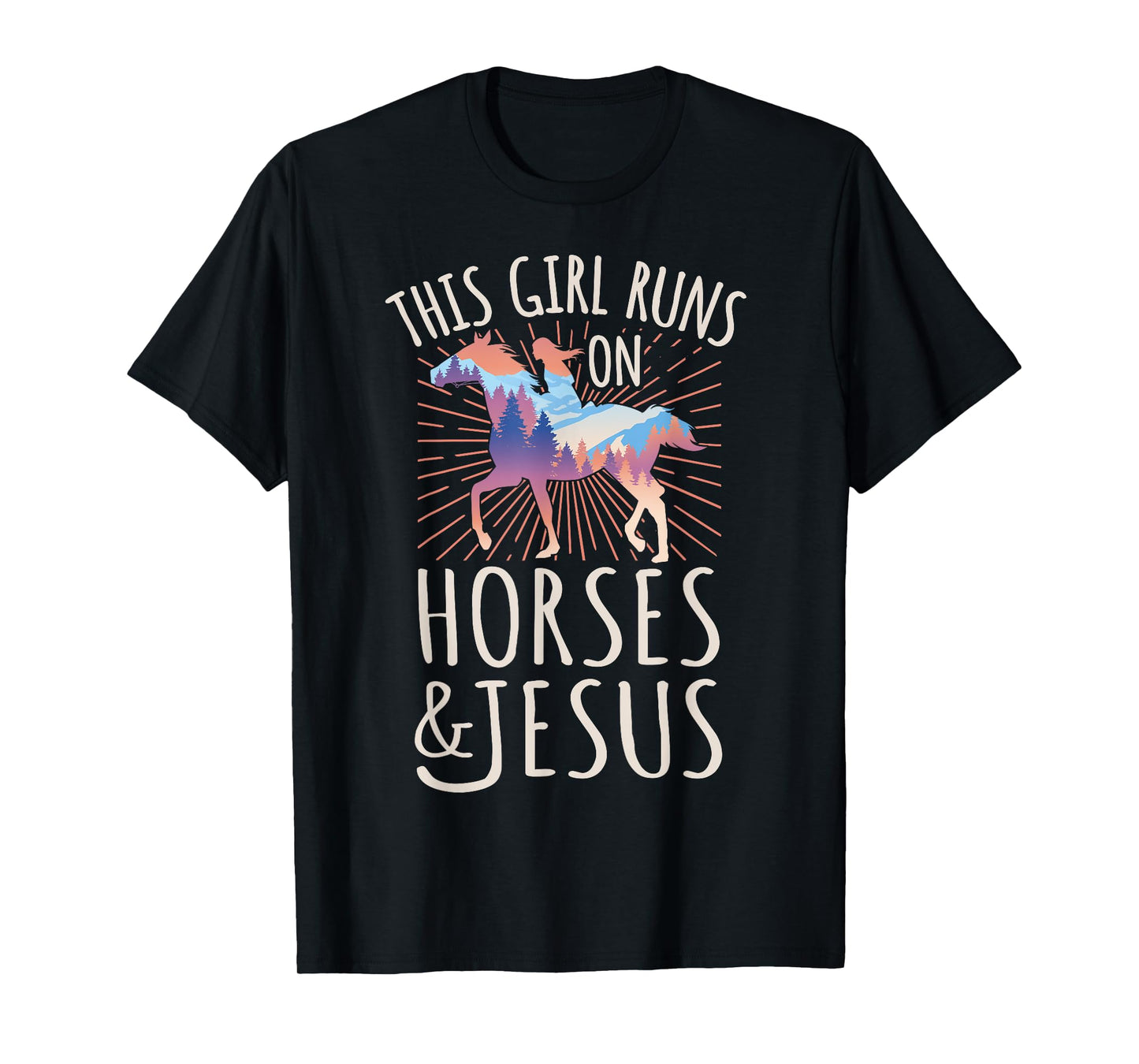 Horse Rider - This Girl Runs On Horses And Jesus T-Shirt