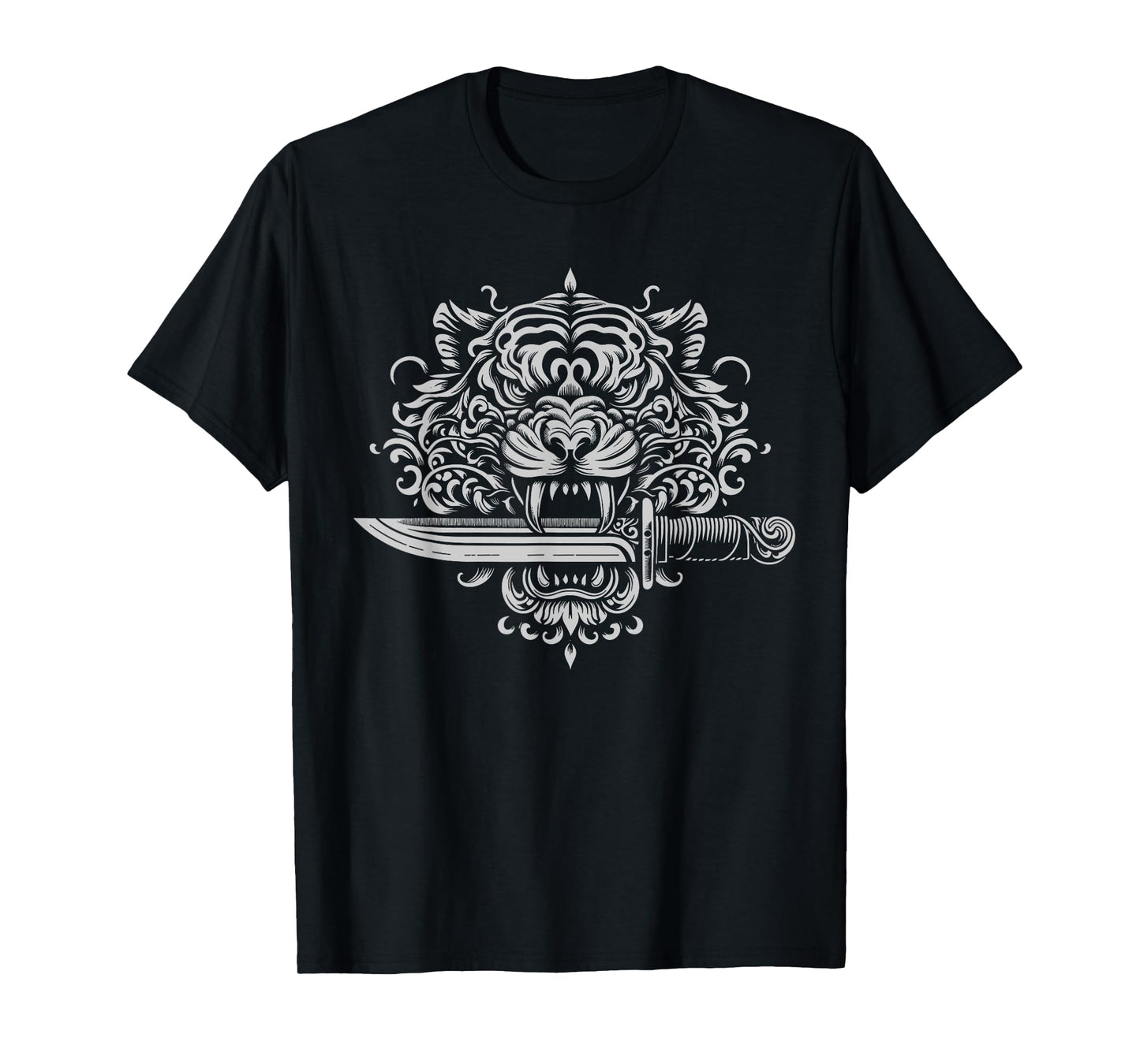 Sak Yant Muay Thai MMA Tattoo Tiger Head Knife Martial Art T-Shirt