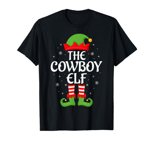 Cowboy Elf Xmas Family Matching Elf Squad Christmas T-Shirt
