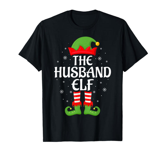 Husband Elf Xmas Family Matching Elf Squad Christmas T-Shirt