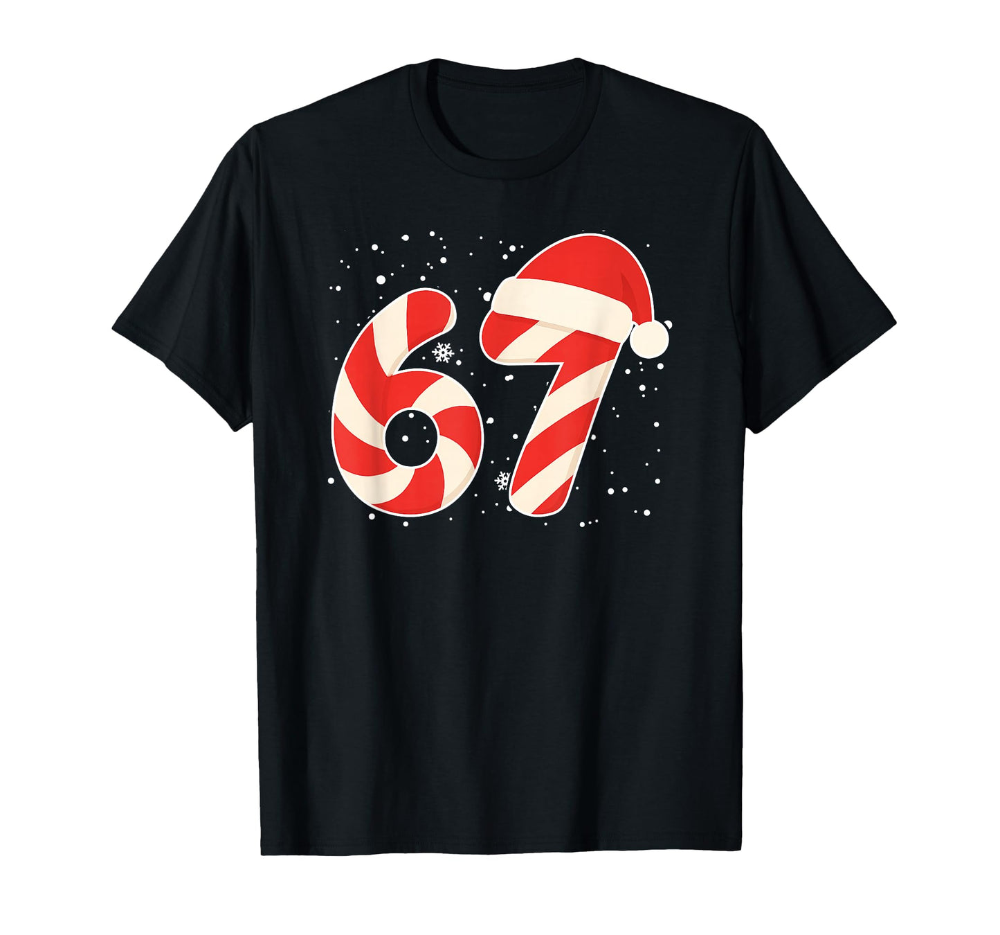 67 Candy Cane Drip Meme Six Seven Funny Xmas Gen Alpha Slang T-Shirt