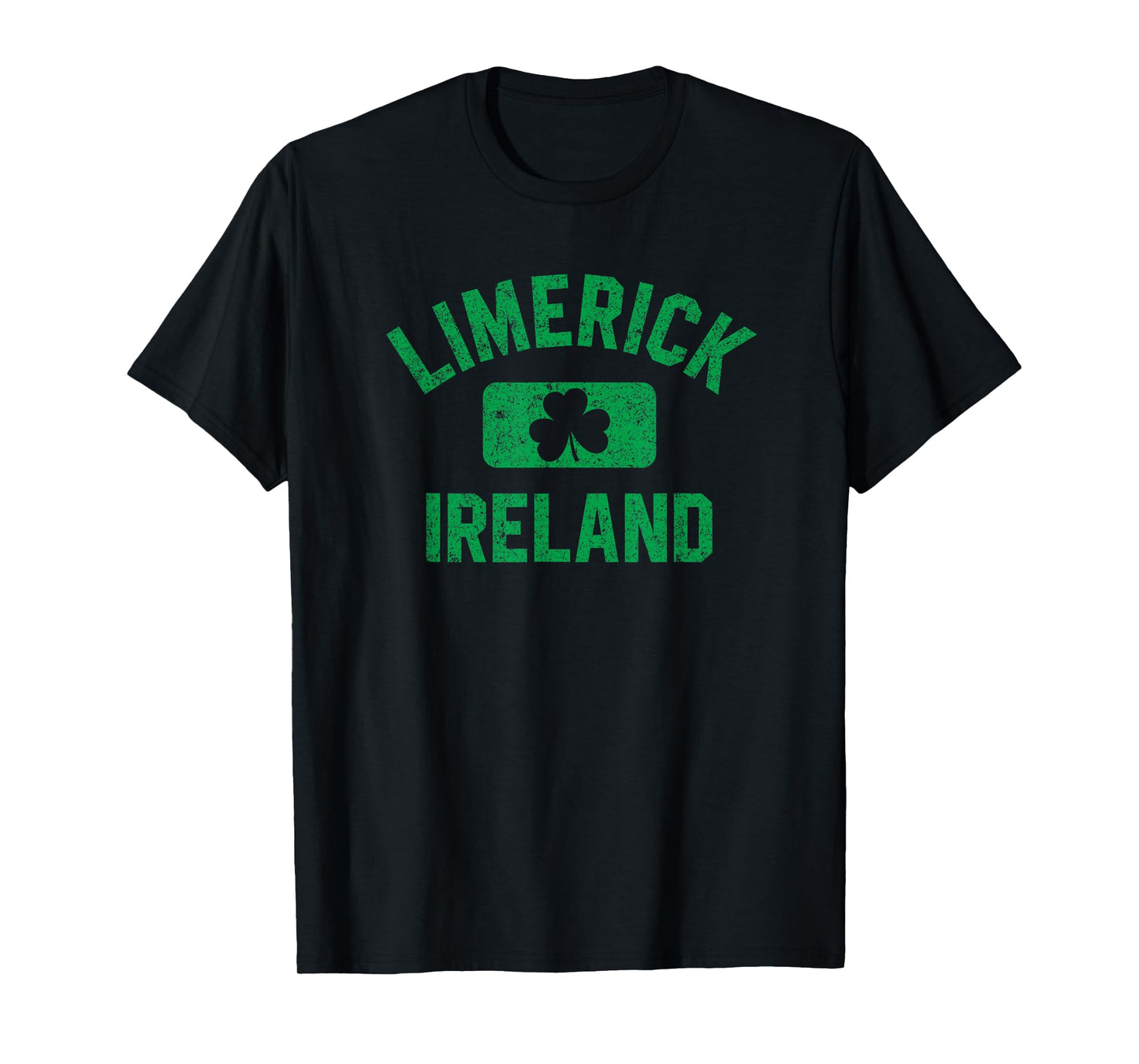 Limerick Ireland Gym Style Distressed Green Print T-Shirt