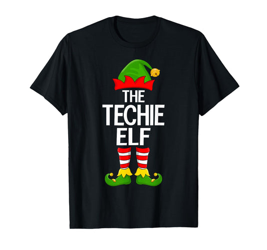 Techie Elf Xmas Matching Family Elf Squad Christmas T-Shirt