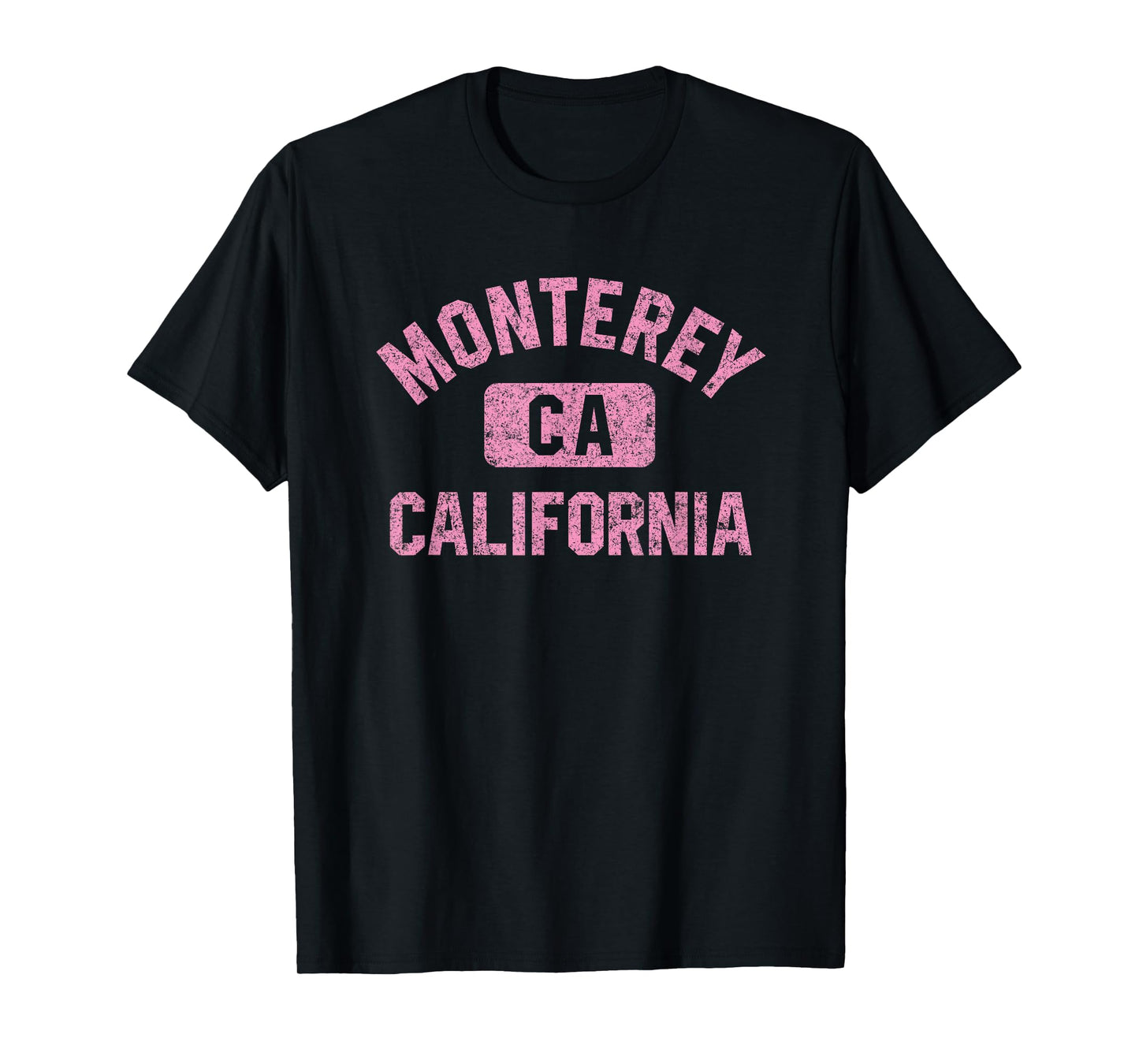 Monterey California Gym Style Distressed Pink Print T-Shirt