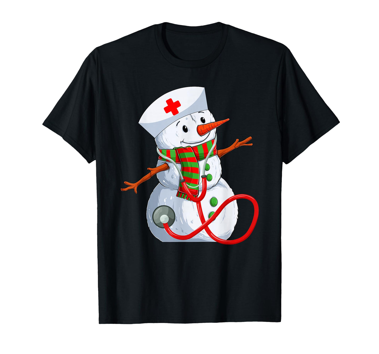 Snowman Nurse Christmas Stethoscope Nursing Scrub Tops Xmas T-Shirt