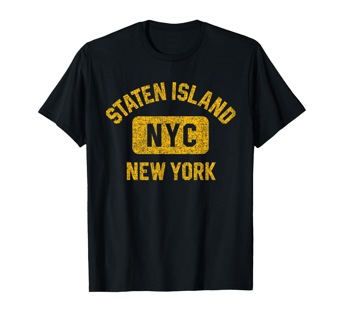 Staten Island NYC Gym Style Distressed Amber Print T-Shirt