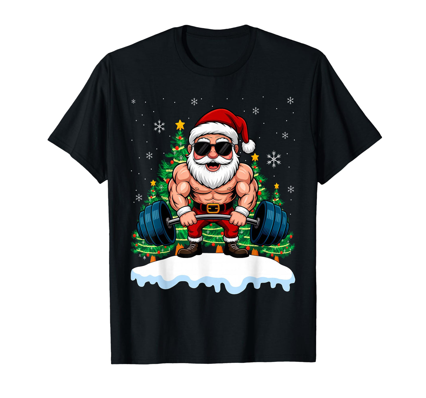 Santa Weightlifting Christmas Fitness Gym Deadlift Xmas Men T-Shirt