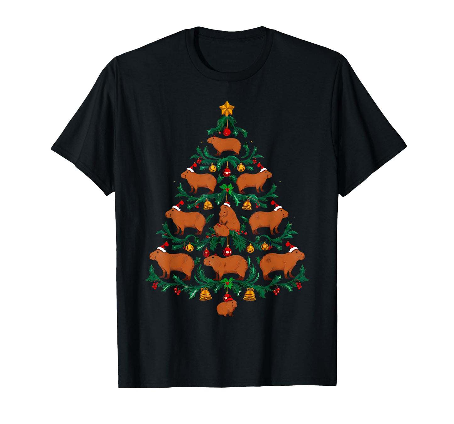 Capybara Christmas Tree Xmas Funny Christmas Capybara T-Shirt