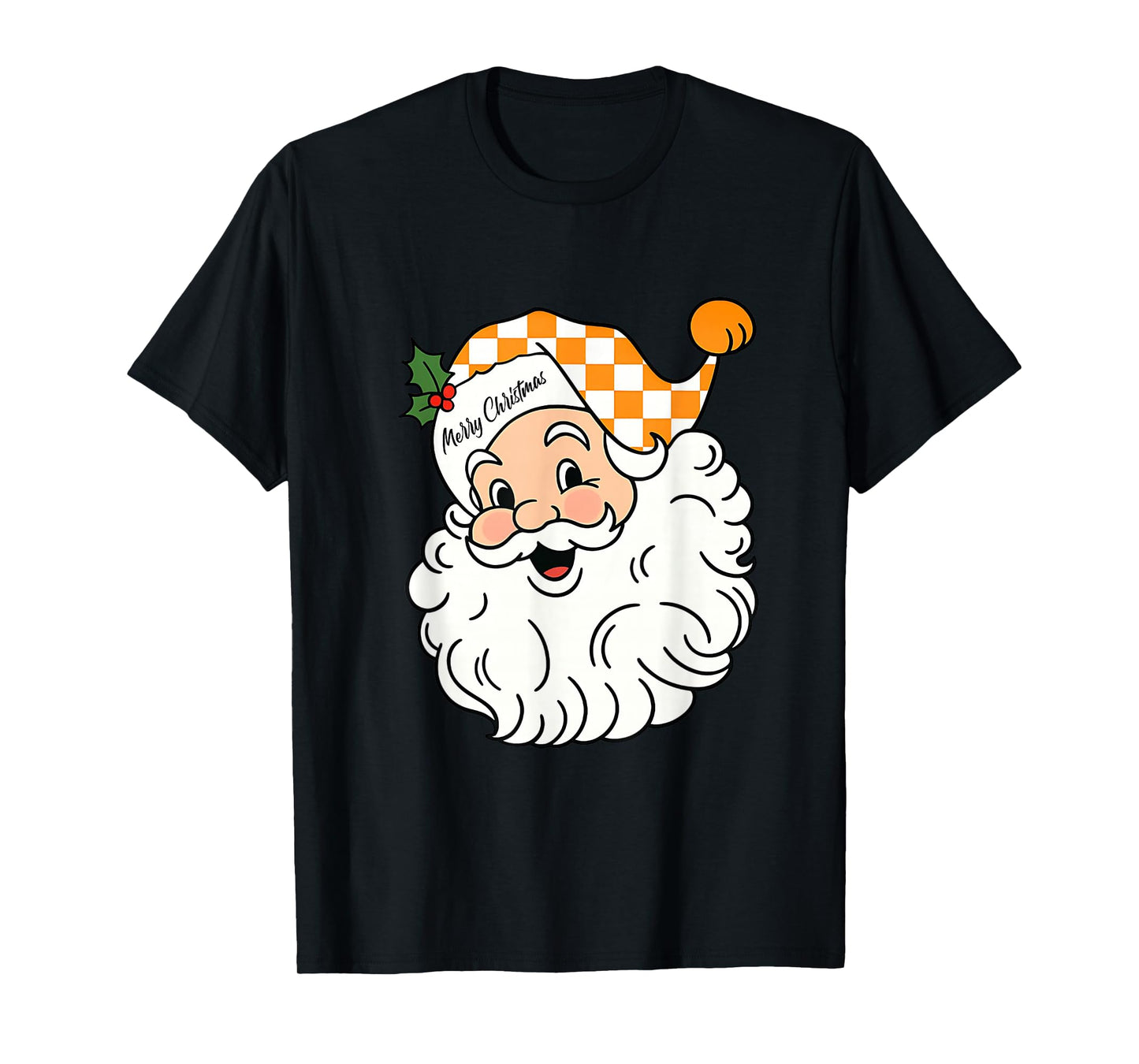 Tennessee Merry Christmas Santa Checkerboard Orange & White T-Shirt