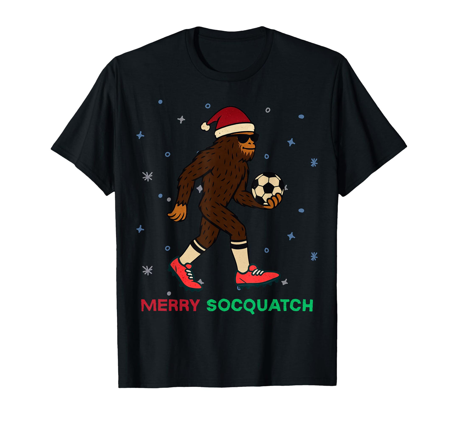 Sasquatch Playing Soccer Christmas Funny Xmas Holiday T-Shirt