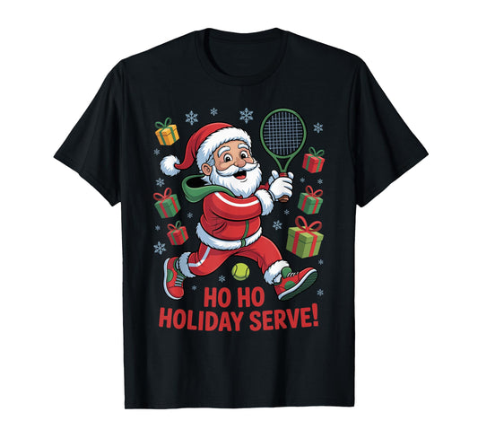 Santa Playing Tennis Funny Holiday Christmas Xmas Pajama T-Shirt