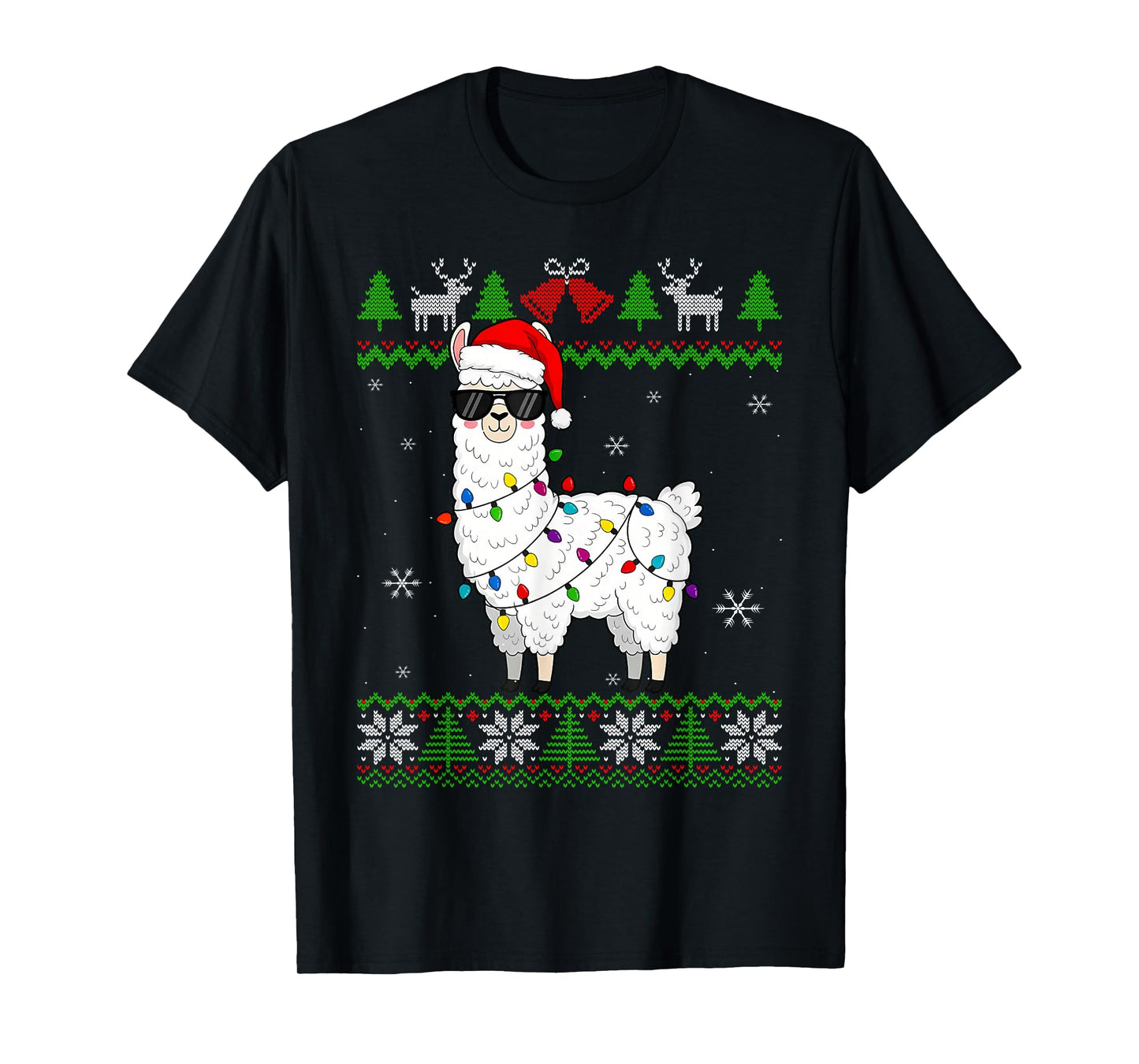 Christmas Llama Santa Hat Ugly Xmas Tree Alpaca T-Shirt