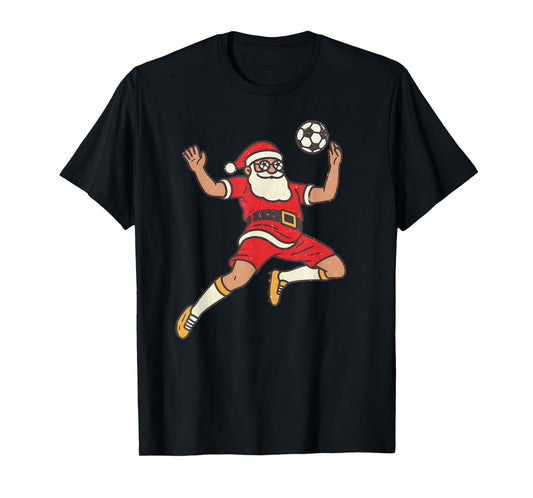 Santa Playing Soccer Christmas Vintage Funny Xmas Holiday T-Shirt