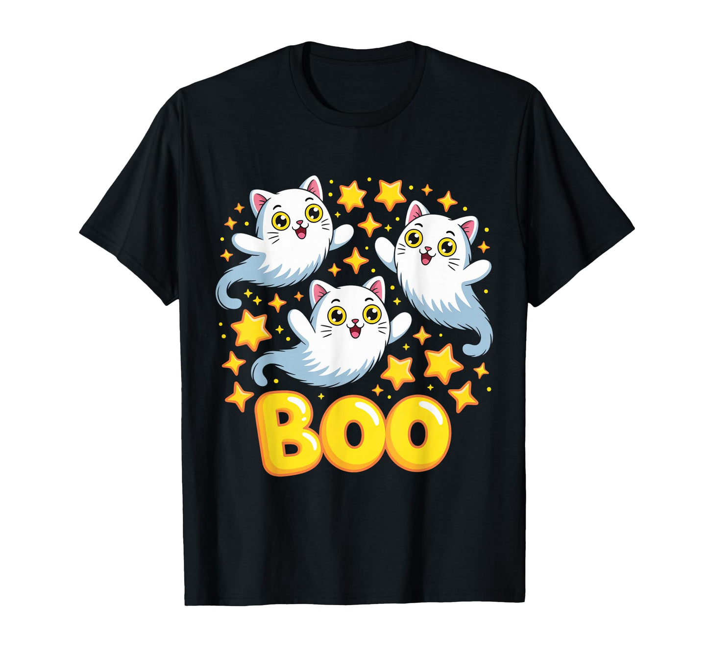 CAT Ghost Boo Cute Kitty Cats Lover Halloween Women Men T-Shirt