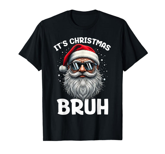 Bruh Christmas Boys Kids Santa Face Retro Sunglasses Xmas T-Shirt