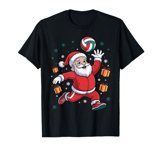 Funny Santa Playing Volleyball Holiday Christmas Xmas Pajama T-Shirt